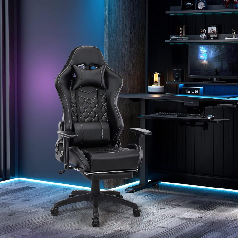 Adjustable Gaming Chair with Footrest & Massage Function - Zenseno