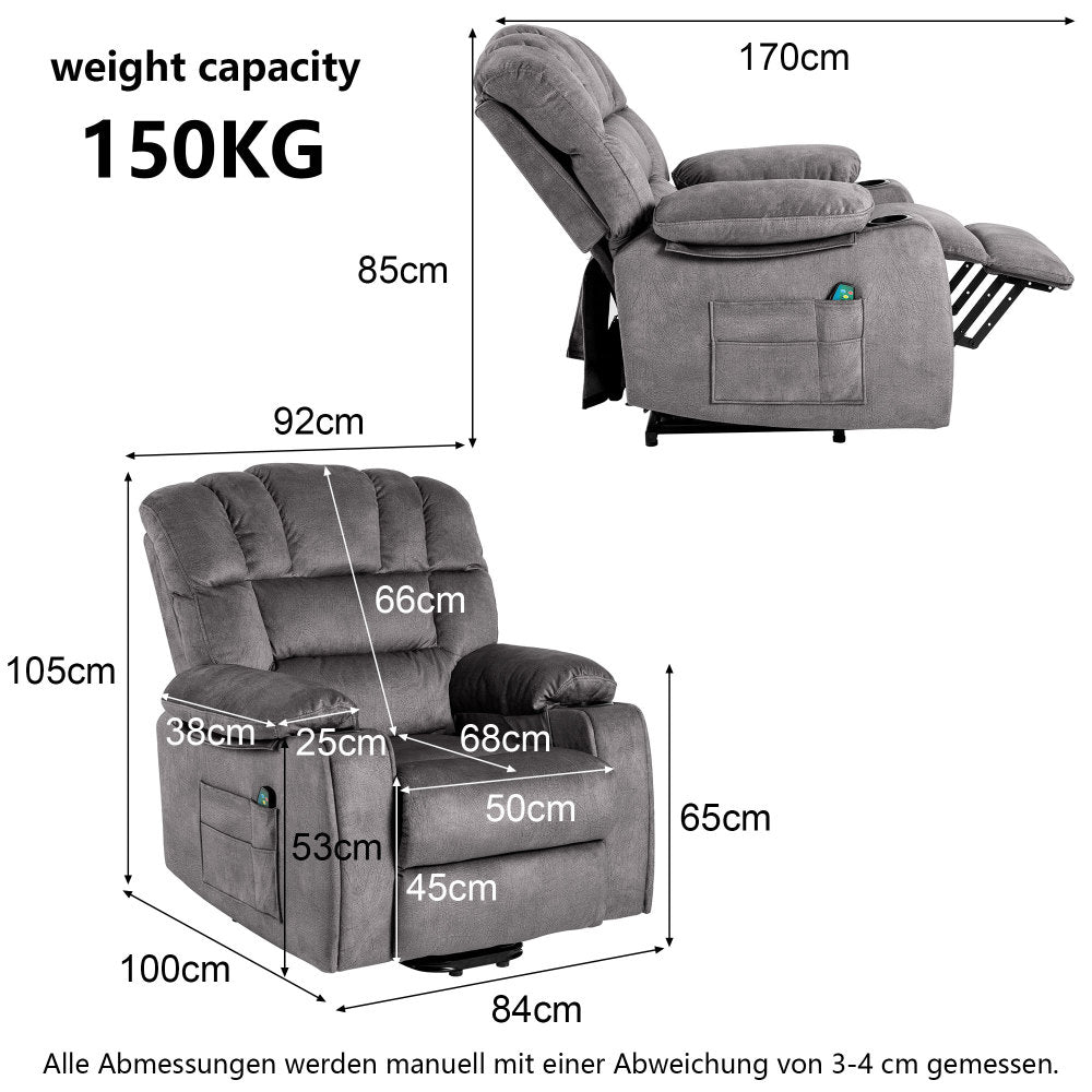 Electrical Adjustable Senior Massage Chair With 2 Cup Holders & Remote Control - Zenseno